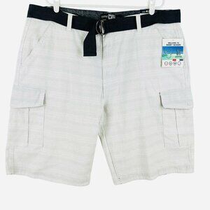 NEW WITH DEFECT Company 81 Men's Belted Stretch Grey Shorts Size 42 Roll-up Cuff